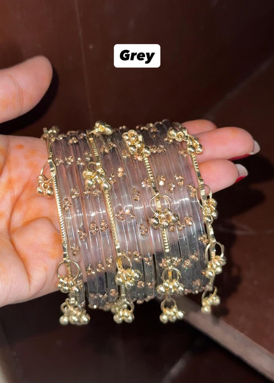 12 Bangles Set With Ghungroo Bangles