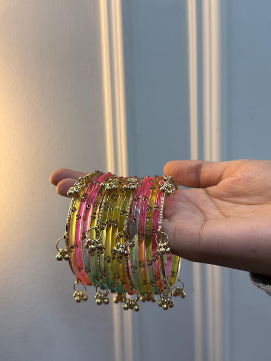 12 Bangles Set With Ghungroo Bangles
