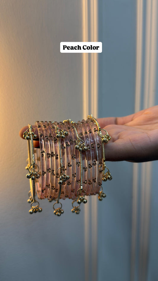 12 Bangles Set With Ghungroo Bangles