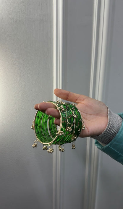 12 Bangles Set With Ghungroo Bangles