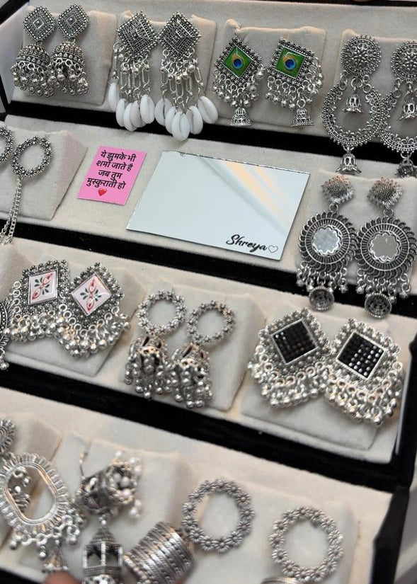 14 pair Jhumka with Box & Mirror 🪞
