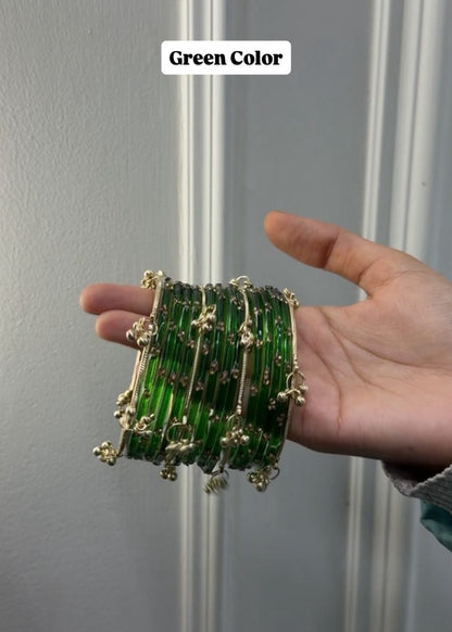 12 Bangles Set With Ghungroo Bangles