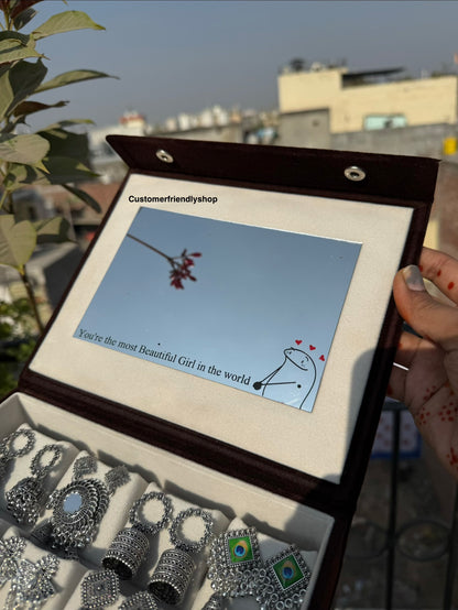 12 Pair Jhumka with Box & Mirror🪞✨