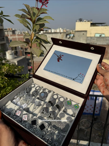 12 Pair Jhumka with Box & Mirror🪞✨