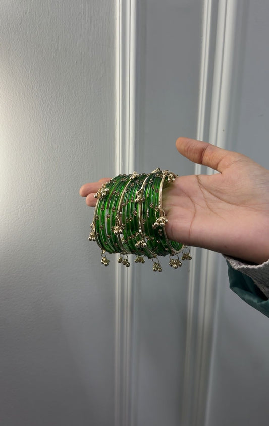 12 Bangles Set With Ghungroo Bangles