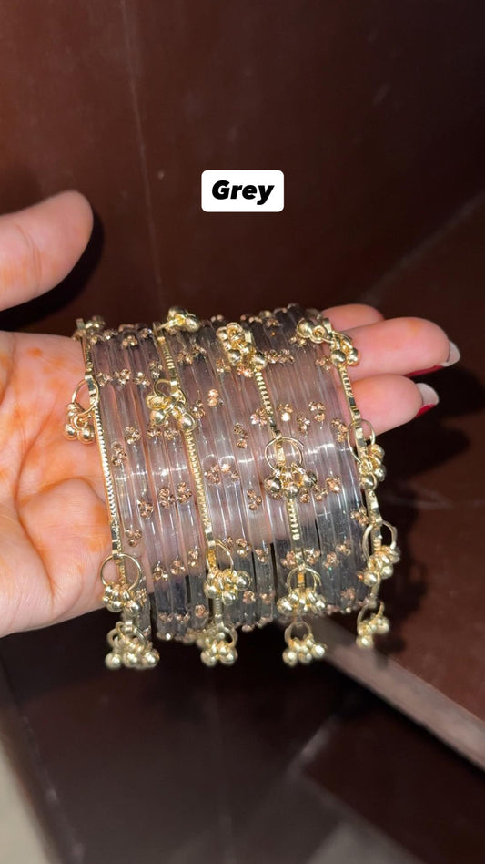 12 Bangles Set With Ghungroo Bangles