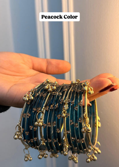 12 Bangles Set With Ghungroo Bangles