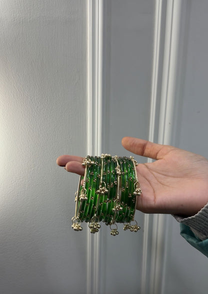 12 Bangles Set With Ghungroo Bangles