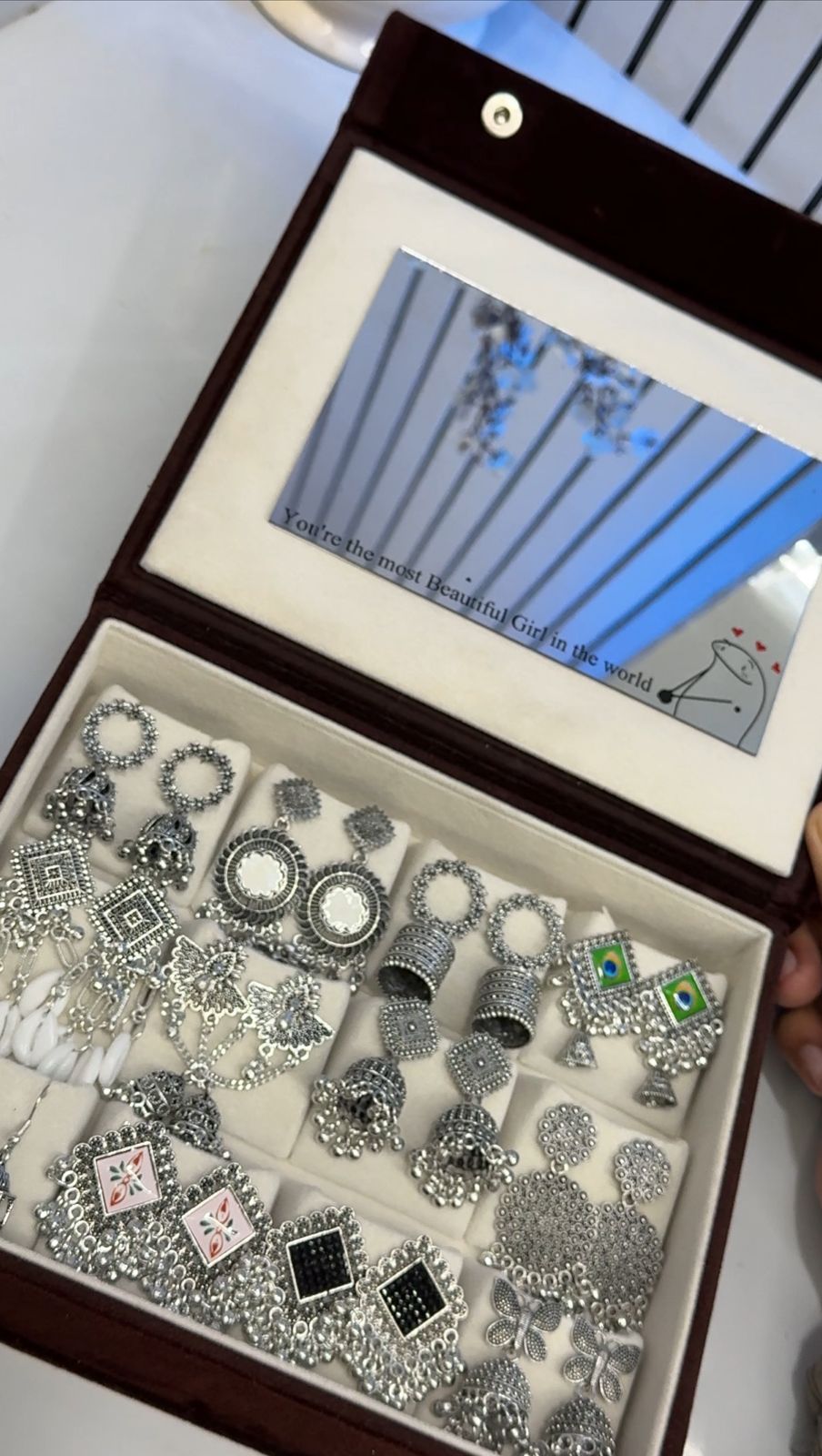 12 Pair Jhumka with Box & Mirror🪞✨