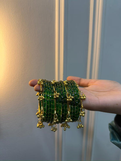 Raindrop Bangles With Ghungroo Bangles