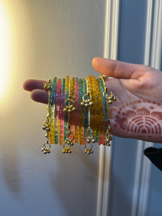 Raindrop Bangles With Ghungroo Bangles